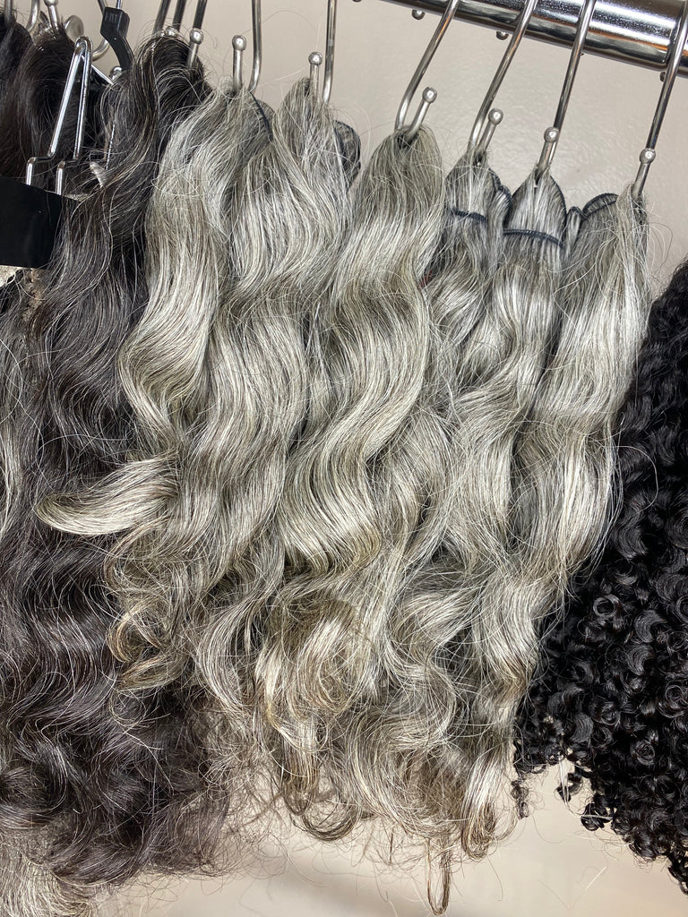 Silver Foxx Raw Virgin Grey Hair Extensions MINKTRESSES