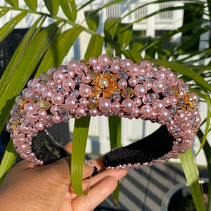 Royal Pink Pearl Jeweled Headband